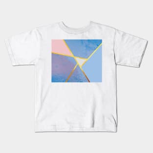 Abstract paint print, color blocking dark blue Kids T-Shirt
